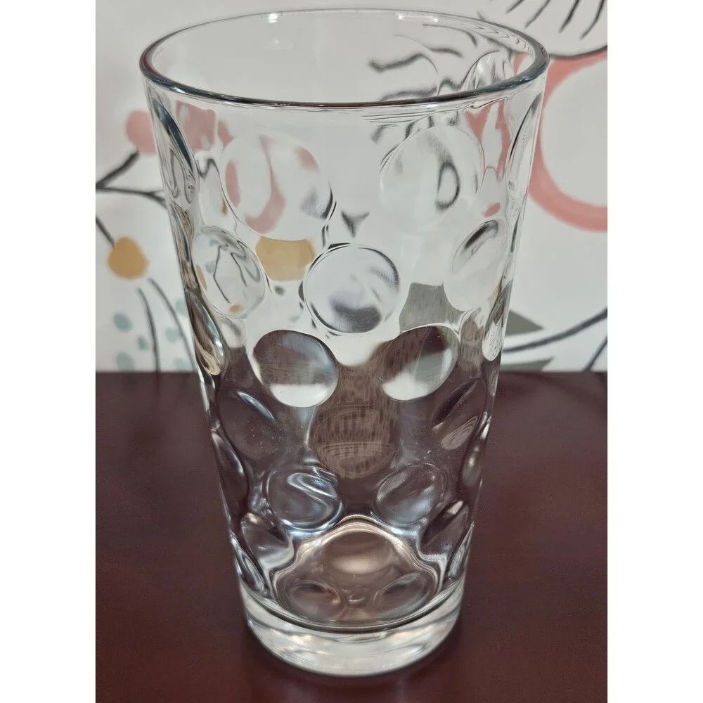 Set Of 4 Circleware Pasabahce Thumbprint Pattern Tumblers 16 oz